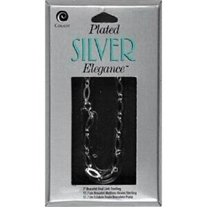 7" Silver Plate Large Oval Link Lobster Clasp Charm Bracelet